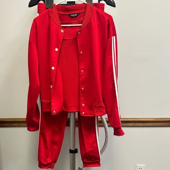 Red Tracksuit with White Stripes - Picture 1 of 7